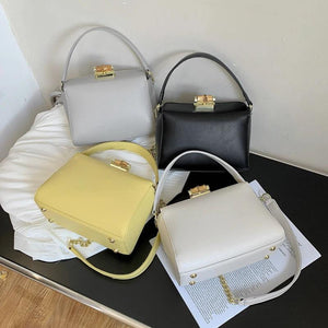 Solid Leather Handbags Woman Square Shoulder Bags Female Crossbody Bag