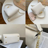 Solid Leather Handbags Woman Square Shoulder Bags Female Crossbody Bag