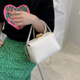 Solid Leather Handbags Woman Square Shoulder Bags Female Crossbody Bag