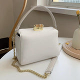 Solid Leather Handbags Woman Square Shoulder Bags Female Crossbody Bag