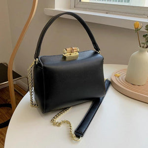 Solid Leather Handbags Woman Square Shoulder Bags Female Crossbody Bag