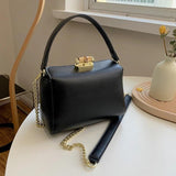 Solid Leather Handbags Woman Square Shoulder Bags Female Crossbody Bag