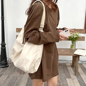 Large Capacity Women's Shoulder Bag with Nylon Zipper