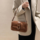 Vintage Shoulder Bags for Women Handbag Metal Buckle Casual Ladies