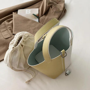 Women Shoulder Bags Set Panelled Leather Bucket Bag Vintage Crossbody Tote
