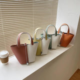 Women Shoulder Bags Set Panelled Leather Bucket Bag Vintage Crossbody Tote