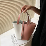 Women Shoulder Bags Set Panelled Leather Bucket Bag Vintage Crossbody Tote