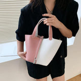 Women Shoulder Bags Set Panelled Leather Bucket Bag Vintage Crossbody Tote