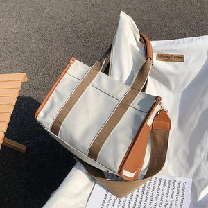 Casual Splicing Canvas Women Handbags Tote Shoulder Bags