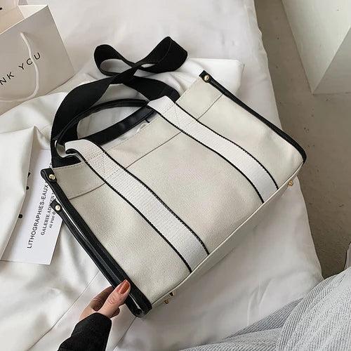 Casual Splicing Canvas Women Handbags Tote Shoulder Bags