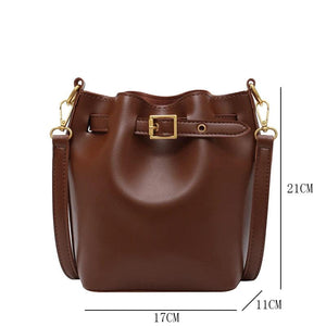 Vintage Crossbody Set Leather Shoulder Bag Lady Bucket Bag