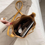 Vintage Crossbody Set Leather Shoulder Bag Lady Bucket Bag
