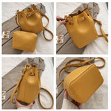Vintage Crossbody Set Leather Shoulder Bag Lady Bucket Bag