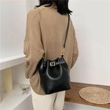 Vintage Crossbody Set Leather Shoulder Bag Lady Bucket Bag