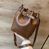 Vintage Crossbody Set Leather Shoulder Bag Lady Bucket Bag
