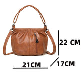 Soft Leather Crossbody Bag Classic Handbag Lady Casual Retro Bucket