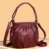 Soft Leather Crossbody Bag Classic Handbag Lady Casual Retro Bucket