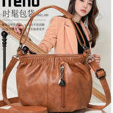 Soft Leather Crossbody Bag Classic Handbag Lady Casual Retro Bucket