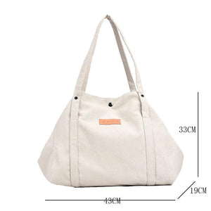 Large Capacity Canvas Shoulder Bag Women Casual Travel Tote Vintage Handbag