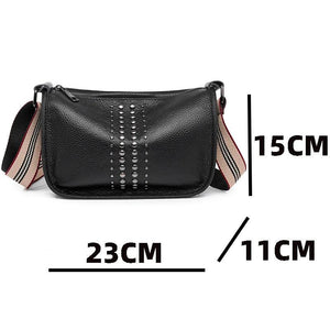 Women's Soft Leather Crossbody Bag Broadband Handbag Messenger Bag