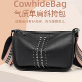 Women's Soft Leather Crossbody Bag Broadband Handbag Messenger Bag