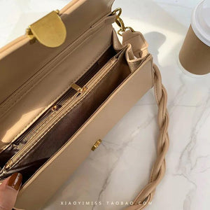 Weave Strap Women Shoulder Bag PU Leather Ladies Handbag and Purse