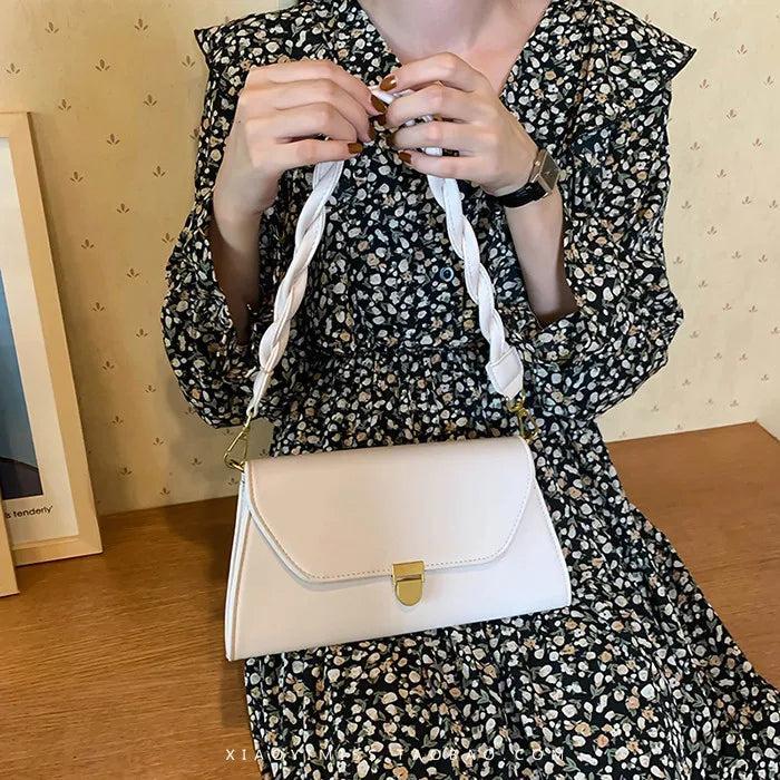 Weave Strap Women Shoulder Bag PU Leather Ladies Handbag and Purse