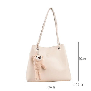 Vintage Leather Tote Bag Set Large Capacity Women Bags