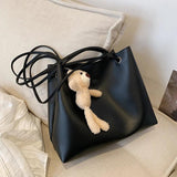 Vintage Leather Tote Bag Set Large Capacity Women Bags