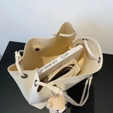 Vintage Leather Tote Bag Set Large Capacity Women Bags
