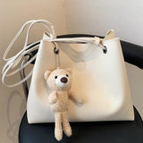 Vintage Leather Tote Bag Set Large Capacity Women Bags