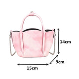 Pink Soft Leather Crossbody Bag Top Handle Handbag