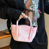 Pink Soft Leather Crossbody Bag Top Handle Handbag