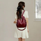 Casual Leather Women Shoulder Bag Multifunctional Female Travel Rucksack