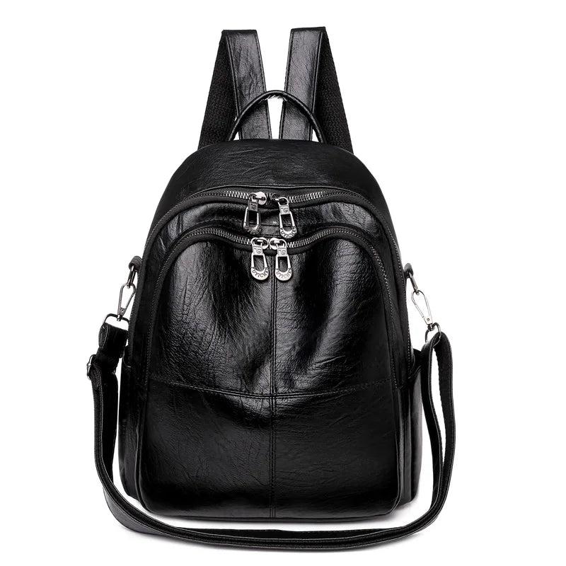 Casual Leather Women Shoulder Bag Multifunctional Female Travel Rucksack