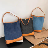 Large Capacity Women Canvas Handbags Denim Shoulder Bags Solid Casual Tote Bag