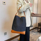Large Capacity Women Canvas Handbags Denim Shoulder Bags Solid Casual Tote Bag