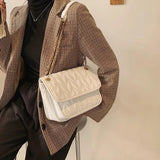 Leather Crossbody Messenger Bag for Women with Chain Strap