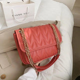 Leather Crossbody Messenger Bag for Women with Chain Strap