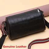 Crocodile Pattern Cowhide Messenger Bag Women Tote Shoulder Bag
