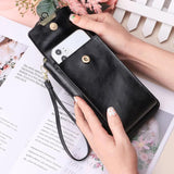 Soft Leather Shoulder Bag Wallet with Cell Phone Pocket