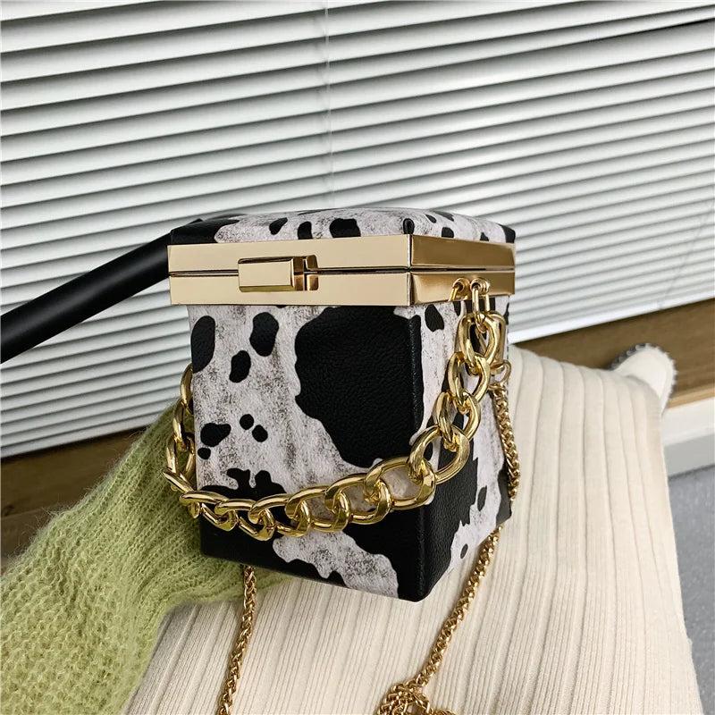 Mini Box Tote Bag PU Leather Women's Handbag