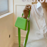 Green Leather Crossbody Shoulder Bag for Women Vintage Sac