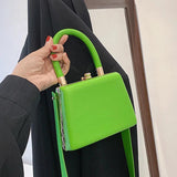 Green Leather Crossbody Shoulder Bag for Women Vintage Sac