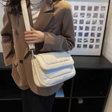 Green Quilted Shoulder Bags Women Down Feather Padded Crossbody Bag