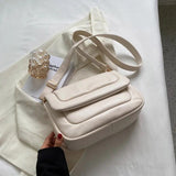 Green Quilted Shoulder Bags Women Down Feather Padded Crossbody Bag