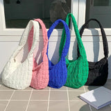 Foamflower Ladies Shoulder Bag Quilted Plicated Puff Handbags