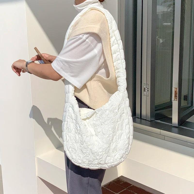 Foamflower Ladies Shoulder Bag Quilted Plicated Puff Handbags