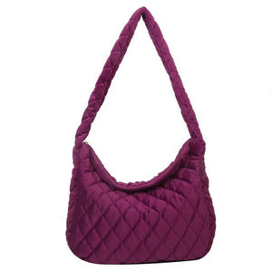 Lattice Pattern Shoulder Bag Space Cotton Handbags Women Large Capacity Tote Bag