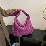 Lattice Pattern Shoulder Bag Space Cotton Handbags Women Large Capacity Tote Bag